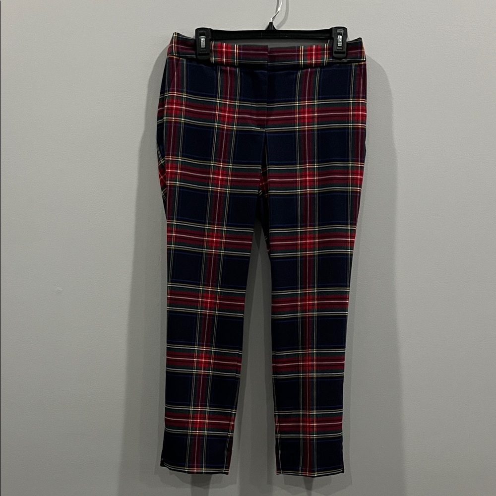 Talbots Plaid Hampshire Ankle Pants Size 4 Petite Wool Blend Lined With Zipper